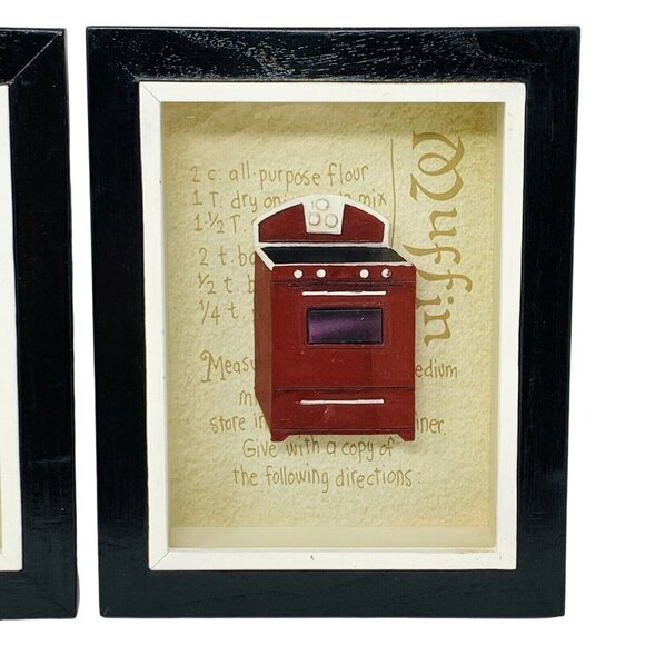 Kitchen Wall Art 3D Black Red Stove Toaster Shadow Boxes Decor Arister 2004 - Picture 2 of 8